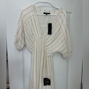 Lulus White and Gold Dress-mid thigh length